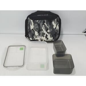 Arctic Zone Small Insulated Lunch Tote, Black Camo w/ 4 Plastic Bento Containers